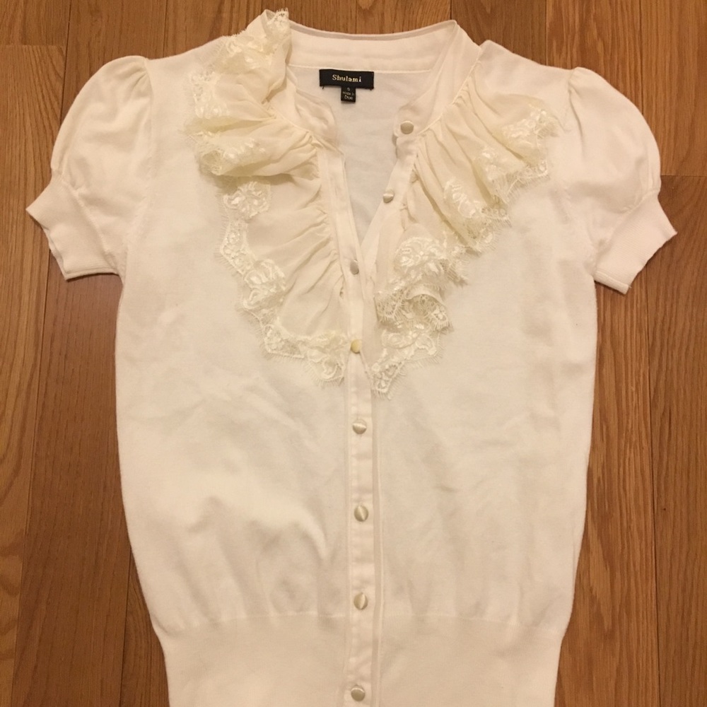 Lace neckline sweater